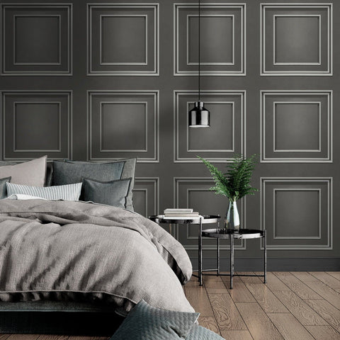 Amara Panel Silver/Gunmetal Wallpaper