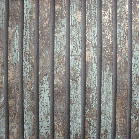 The Carbon Oxidized Teal Slat Wallpaper