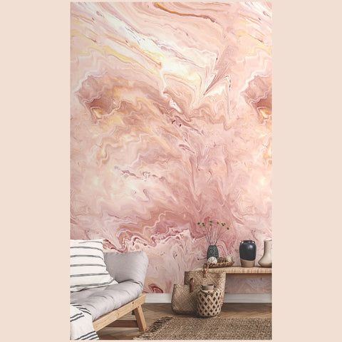Marble Mural Pink Wallpaper