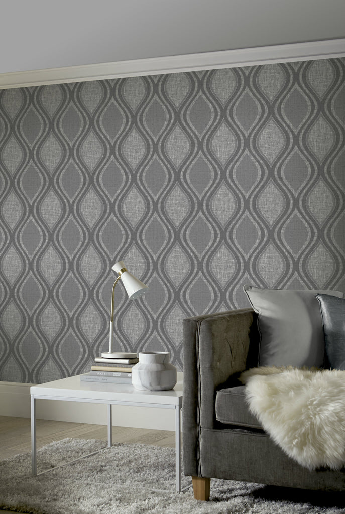 Arthouse Wallpaper Curve Charcoal Wonderwall By Nobletts