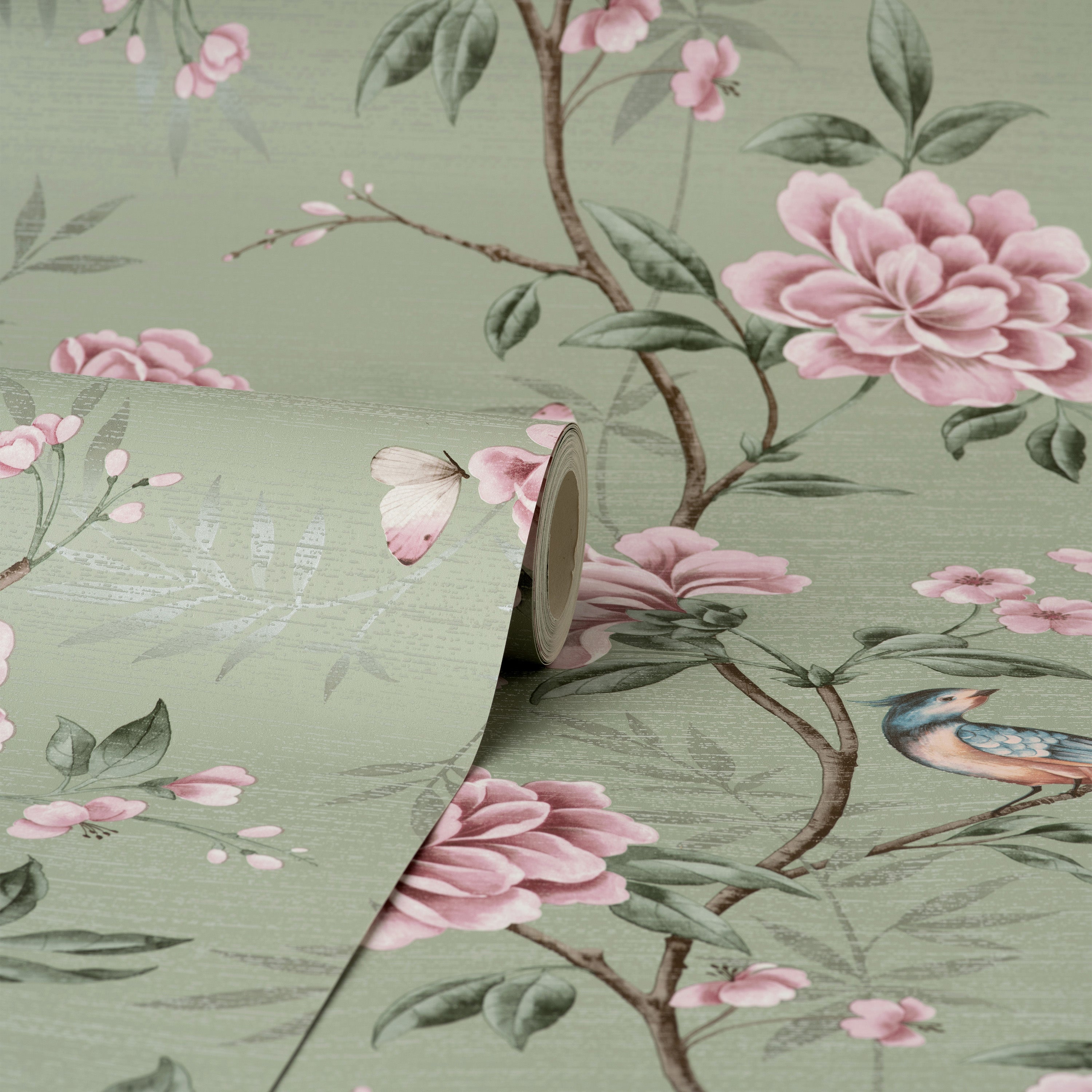 Engla Wallpaper in Sage Green by Sandberg  Jane Clayton