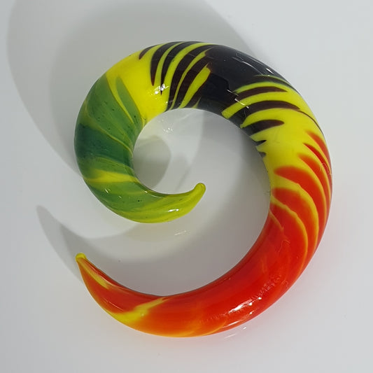 Rastafarian Coloured Glass Ear Spiral