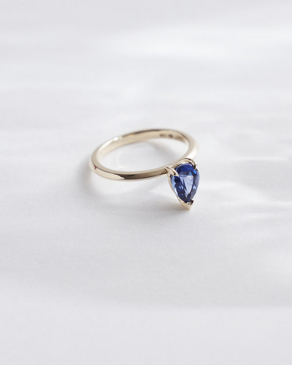 1.24ct Pear cut Sapphire solitaire.