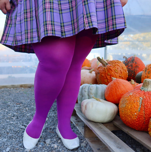 Opaque Footless Grape Coloured Tights