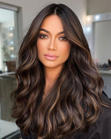 Stunning lady with chocolate mocha brown balayage