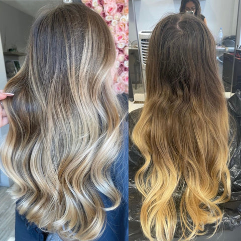 balayage before and after hair