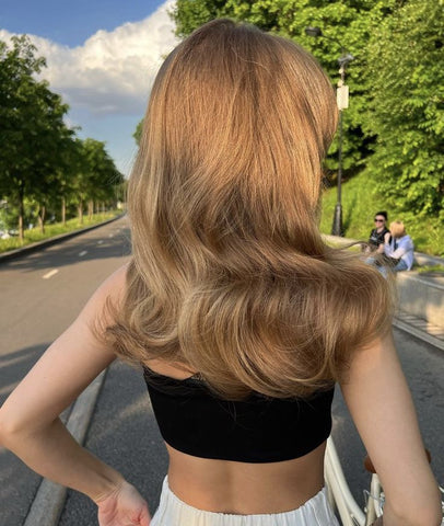 Girl with beautiful spring brown hair color