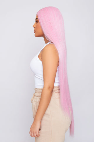 pink long lace front wig