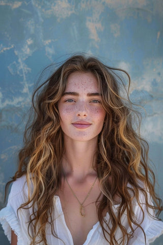 Beautiful lady with loose beach waves