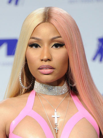 Nicki Minaj with a pastel rose gold wig