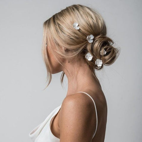 Lady wearing cute hair pins accessory