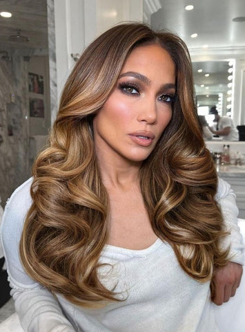 Jennifer Lopez rocking a warm brown balayage