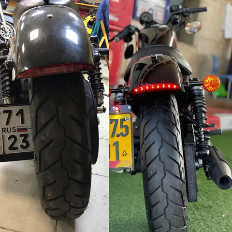 Feu arrière à montage latéral de moto avec support de support de plaque  d'immatriculation pour Harley Sportsters Bobber Chopper Feu stop arrière