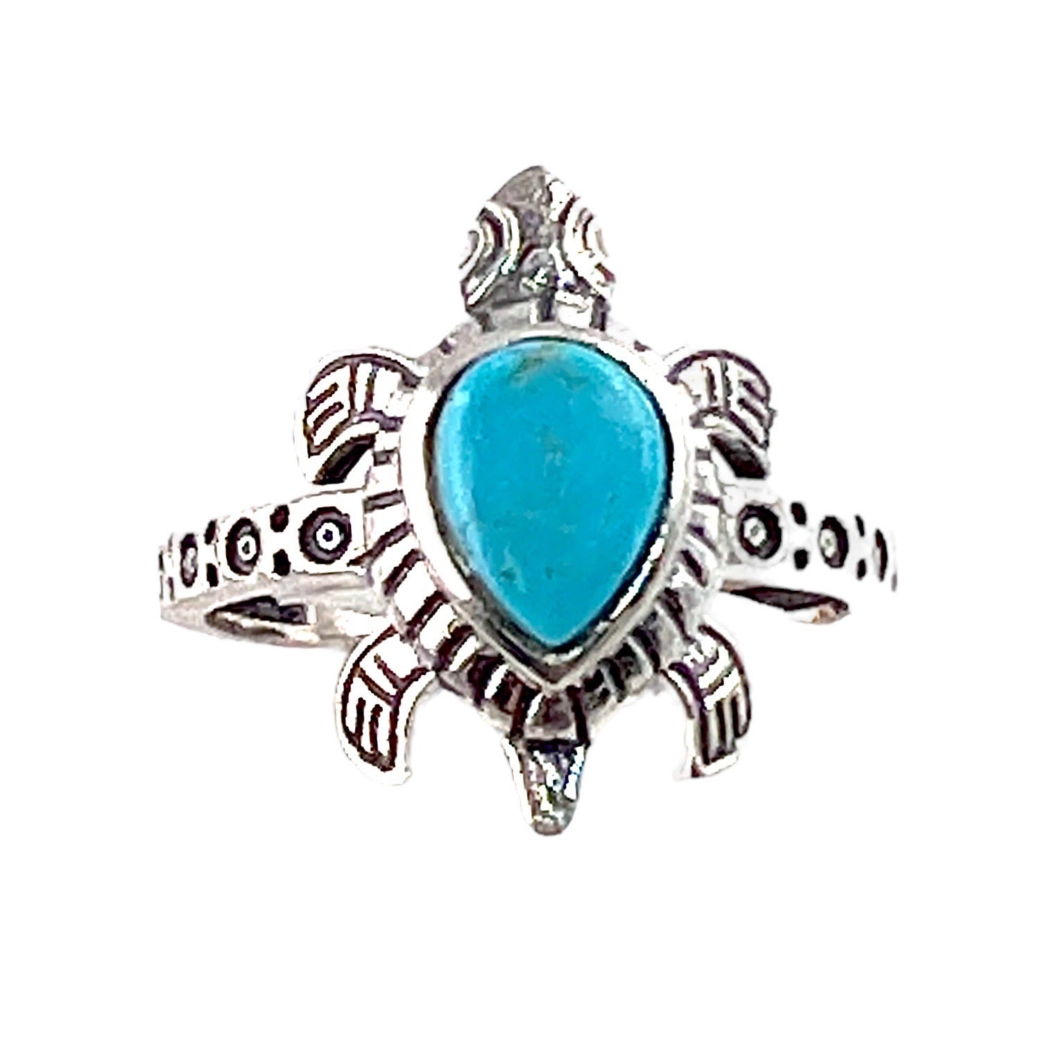 Turquoise Turtle Sterling Silver Ring - Keja Designs Jewelry
