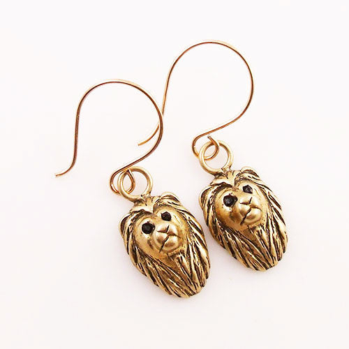 Animal Lion Yellow Bronze Earrings