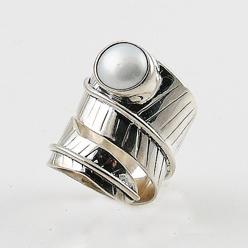 Pearl Sterling Silver Adjustable Wrap Ring – Keja Designs Jewelry