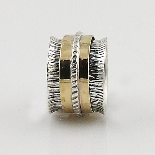 Spinner Ring - Two Tone - Wide Band Spinner – Keja Designs Jewelry