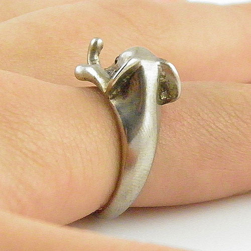 Animal Wrap Ring - Elephant - White Bronze - Adjustable Ring - keja jewelry