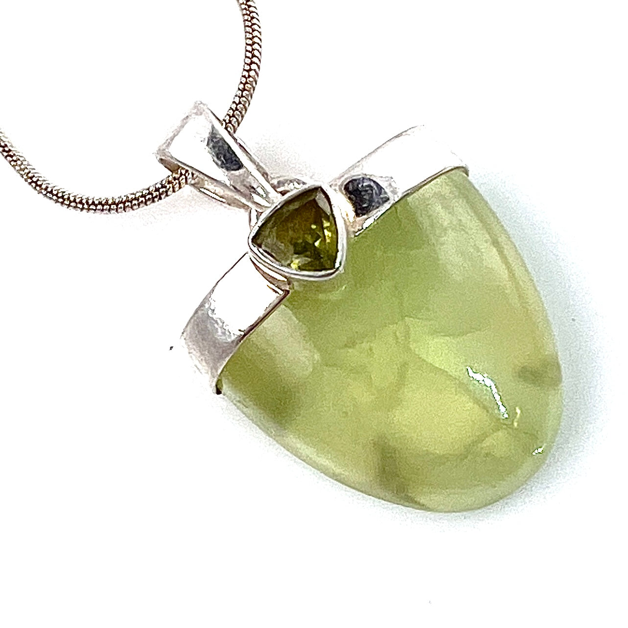 Prehnite & Peridot Sterling Silver Pendant