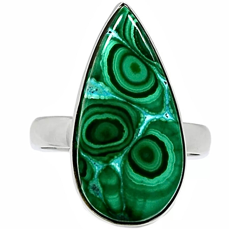 Malachite Bullseye Sterling Silver Ring