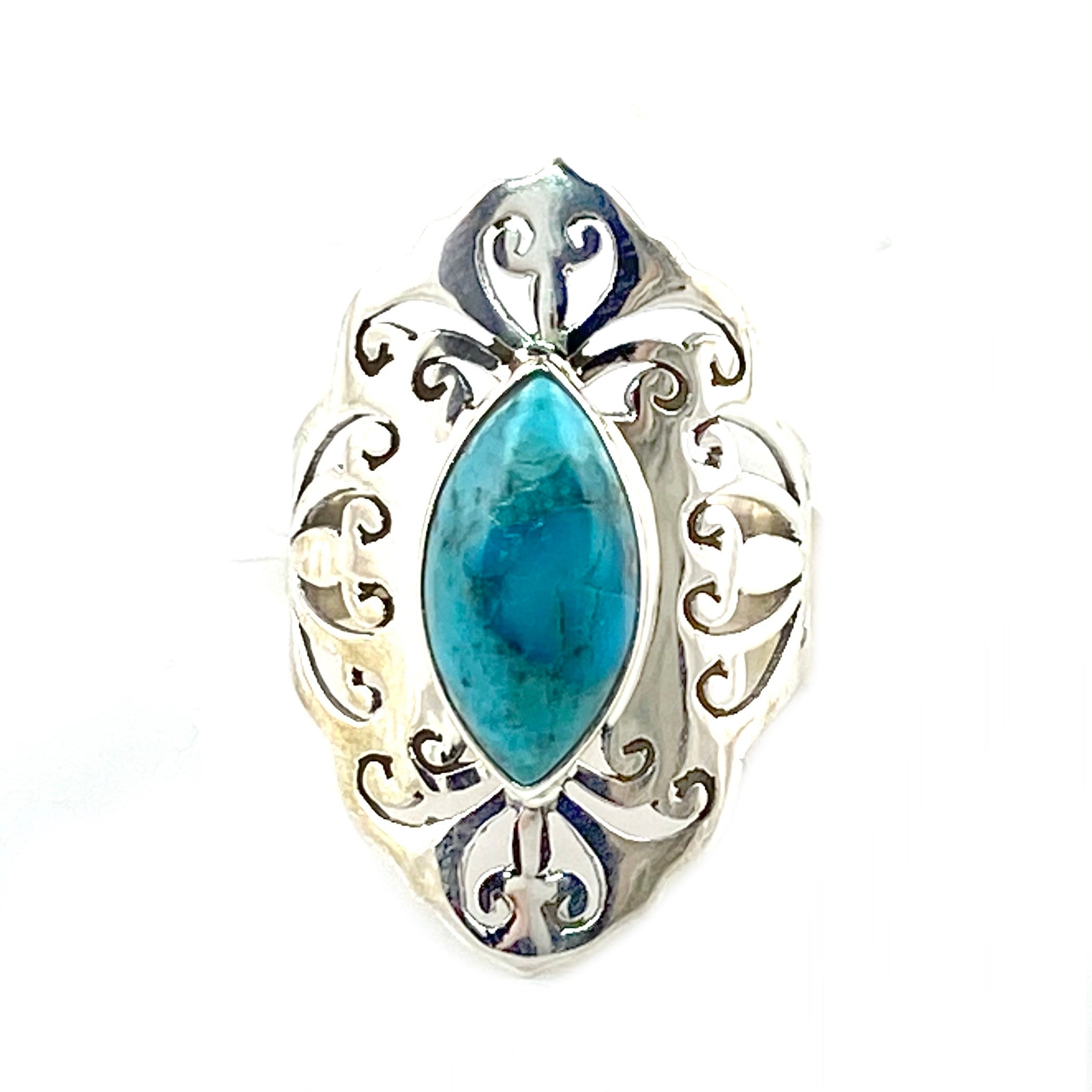 Turquoise Cut Out Filigree Sterling Silver Ring