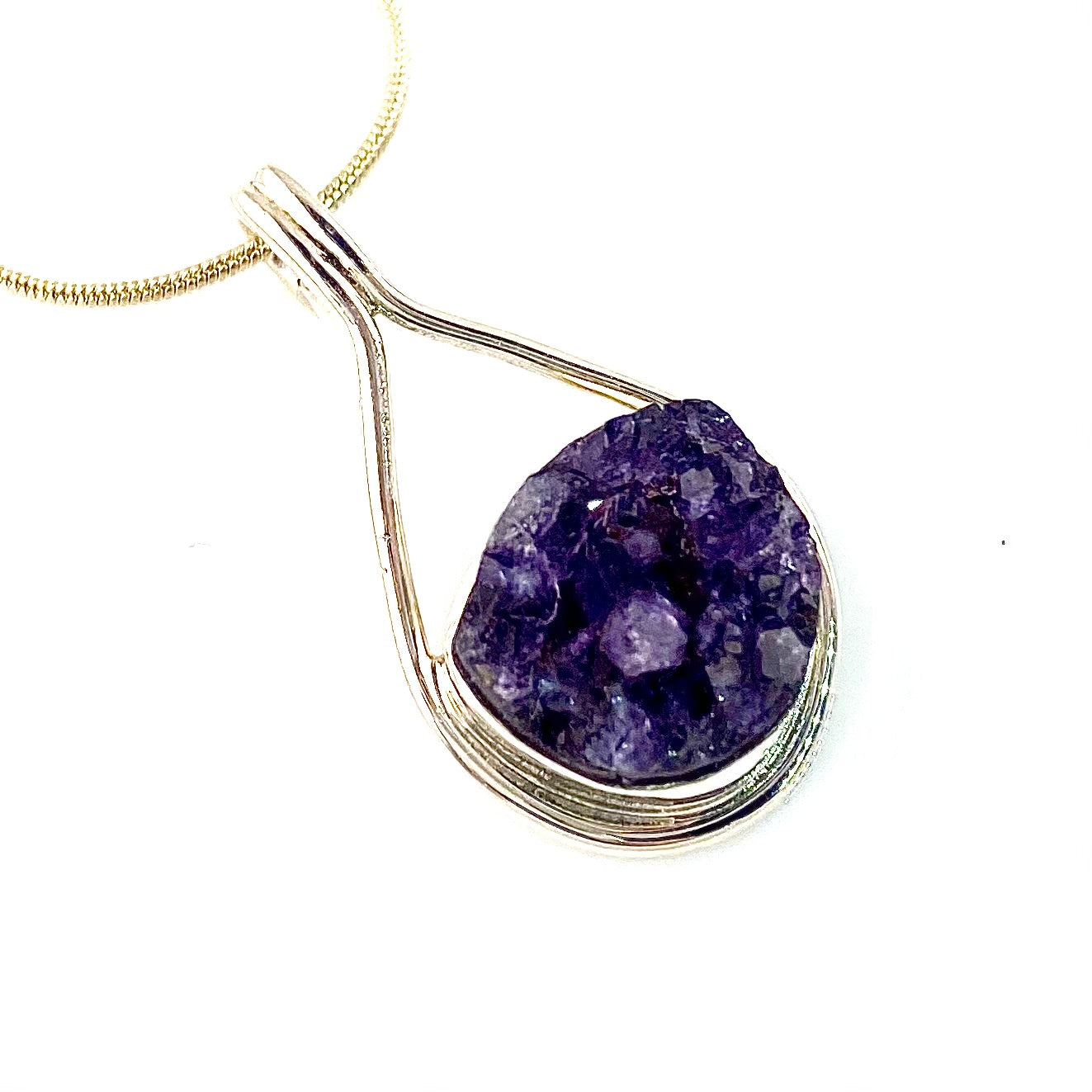 Amethyst Crystal Cluster Sterling Silver Pendant