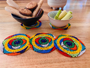 2 or 4 Zulu Beaded Round Placemat Set - Zulubeads Ada