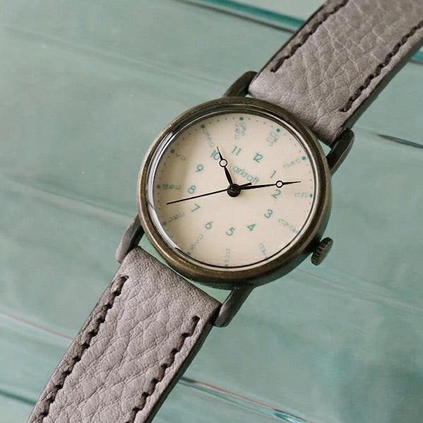 ARKRAFT Watchmaker Hidekazu Araki Handmade Watch “Mia Medium” Hiragana Dial Arabic Numerals Minerite Gray