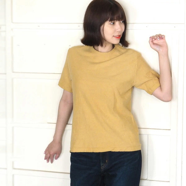Hand Dyed Meya Hand Dyed Plain Hanging Organic T-shirt Short Sleeve “Kihadairo” Ladies