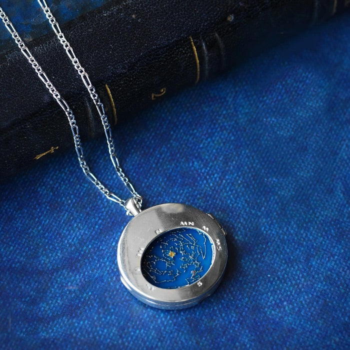 small right locket pendant Planisphere necklace silver