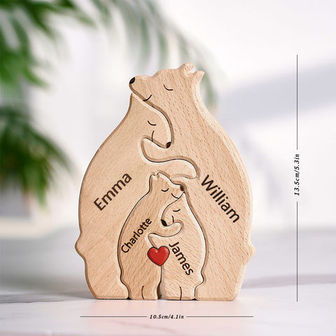 Puzzle en bois personnalisé prénom - Guirlande de fleurs - Ourson
