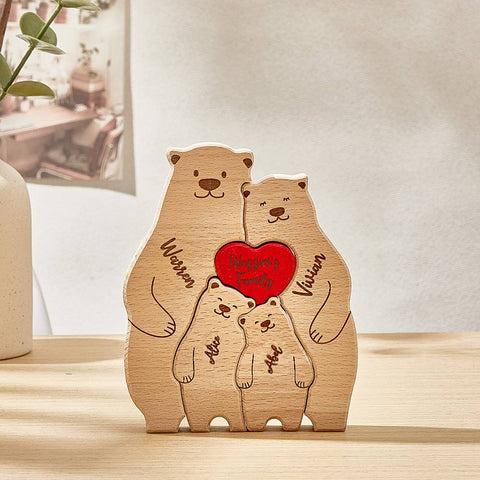 Puzzle en bois personnalisé pour une demande de mariage - Ourson Câlin