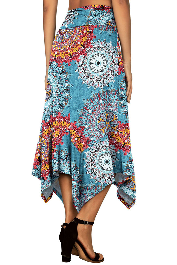 Women's Flowy Handkerchief Hemline Midi Skirt - Floral Print ...