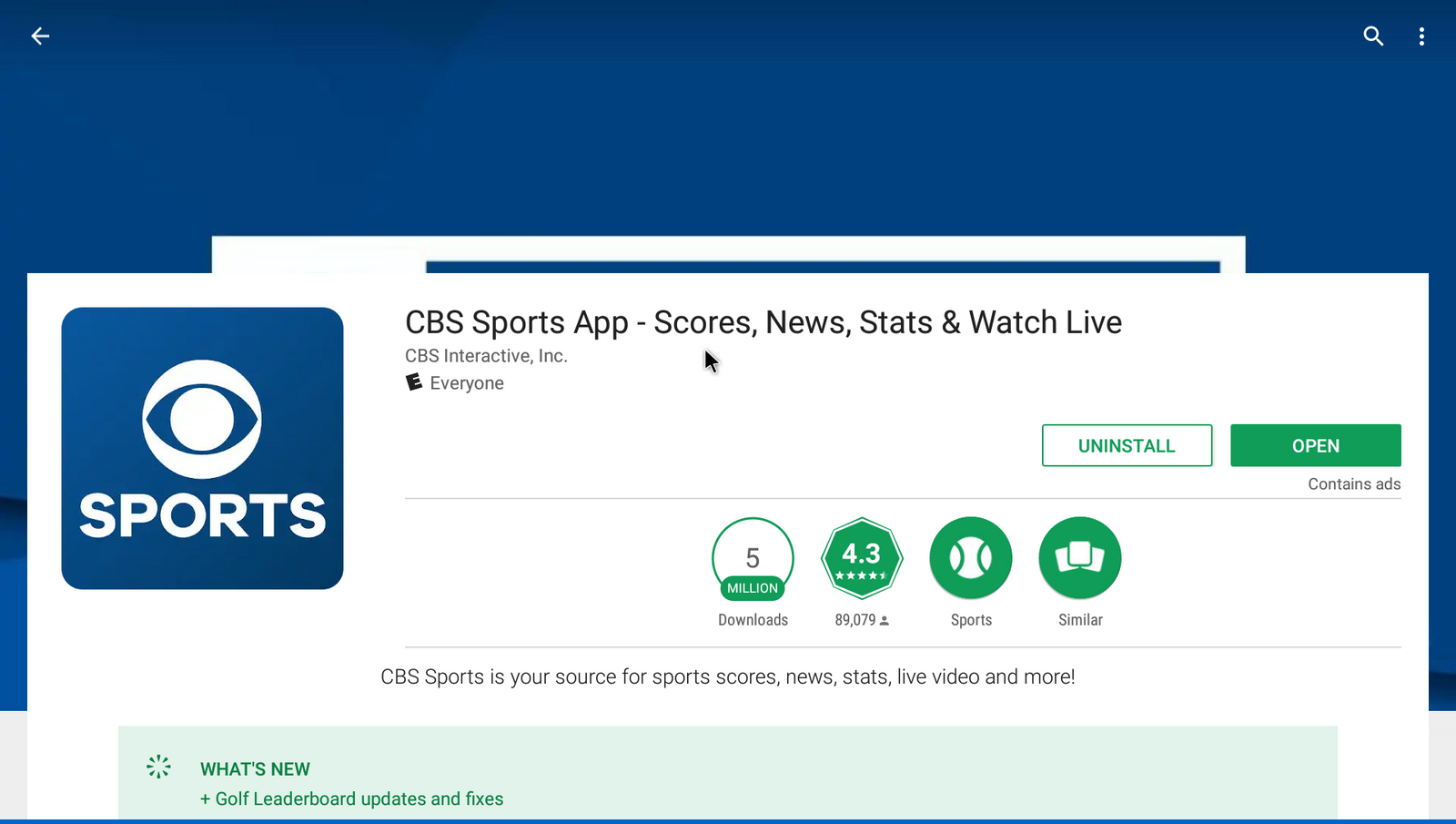 Cbs Sports Hq Free Sports News Channel Android Skystream