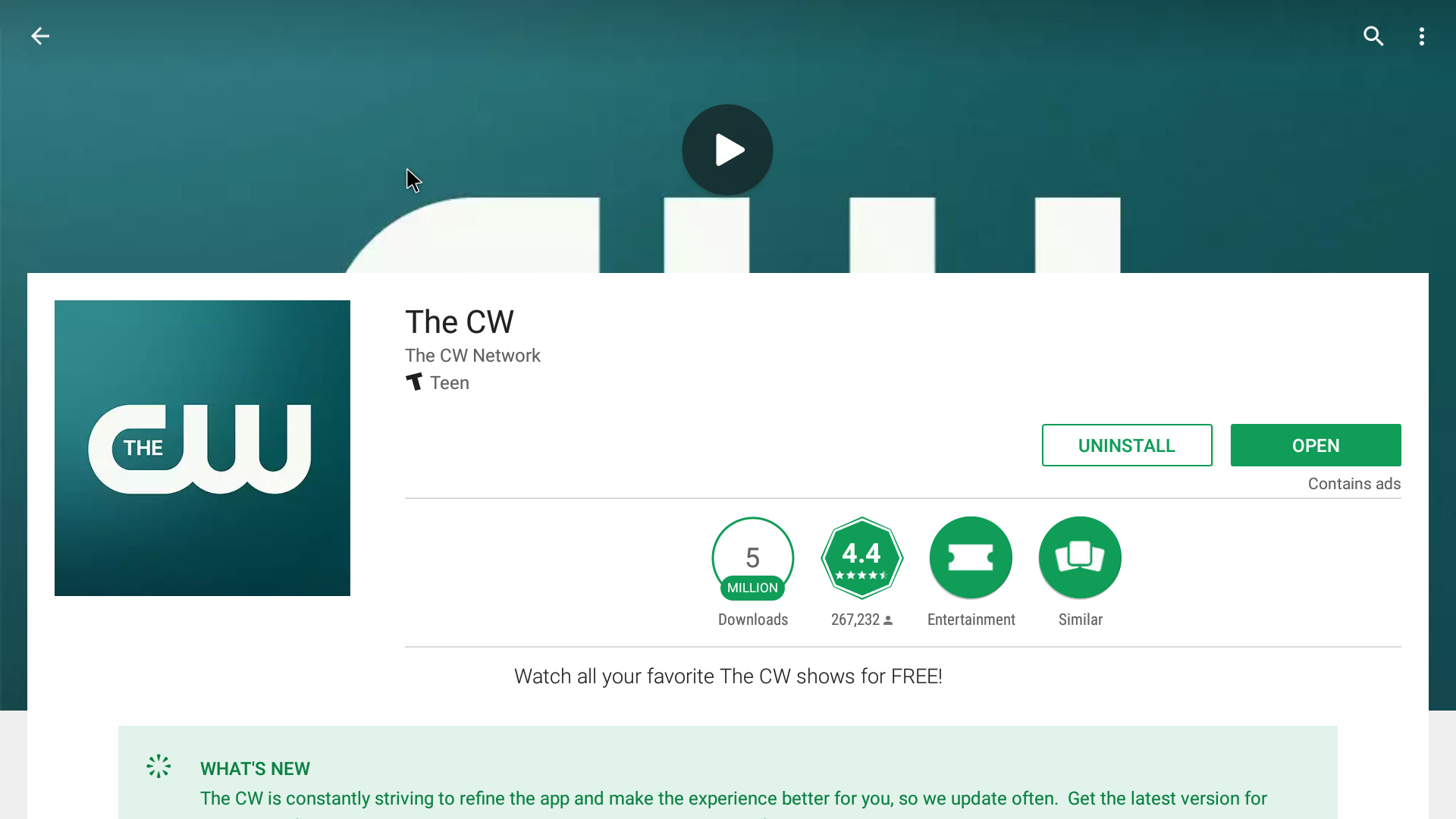 The CW Android Streaming App