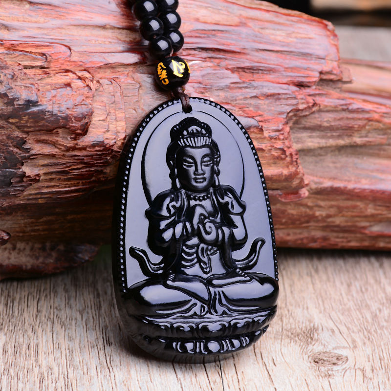 Preaching Buddha Obsidian Pendant – YUBA Spirit