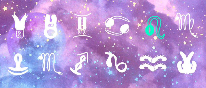 Gif of the 12 Horoscope sign in shape of Fun Factory's sex toys