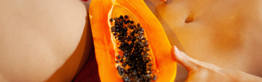 a close-up of a papaya