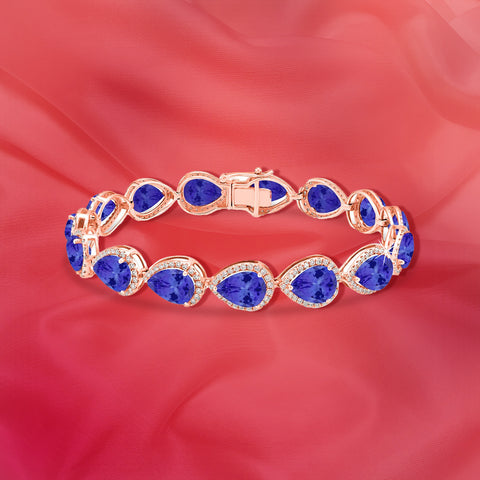 1.65ct Pear Tanzanite Bracelet With 2.01 Cttw Diamond