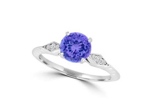 Isabella - Round Tanzanite And Diamond Ring