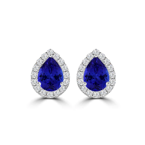 Pear Tanzanite And Diamond Earring 