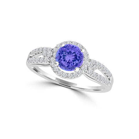 Round Tanzanite And Diamond Ring 