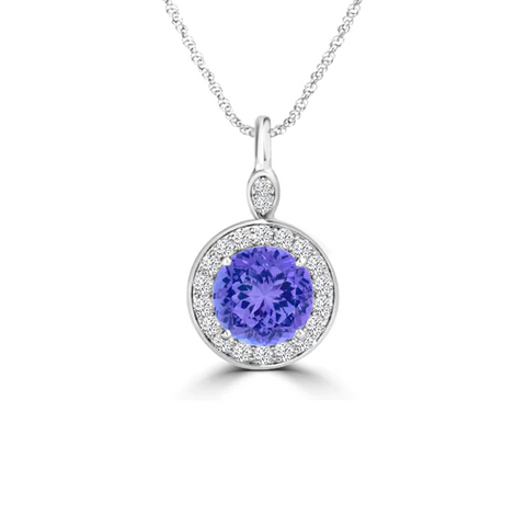 Round Tanzanite And Diamond Necklace