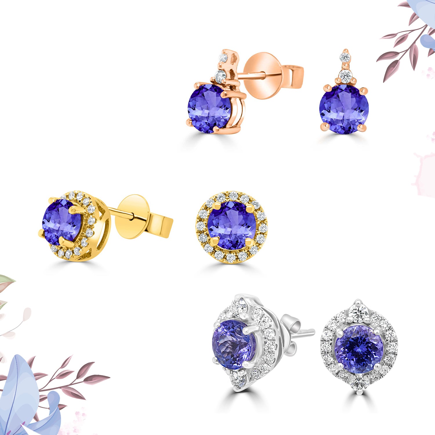 Upgrade your wardrobe with these round tanzanite earrings