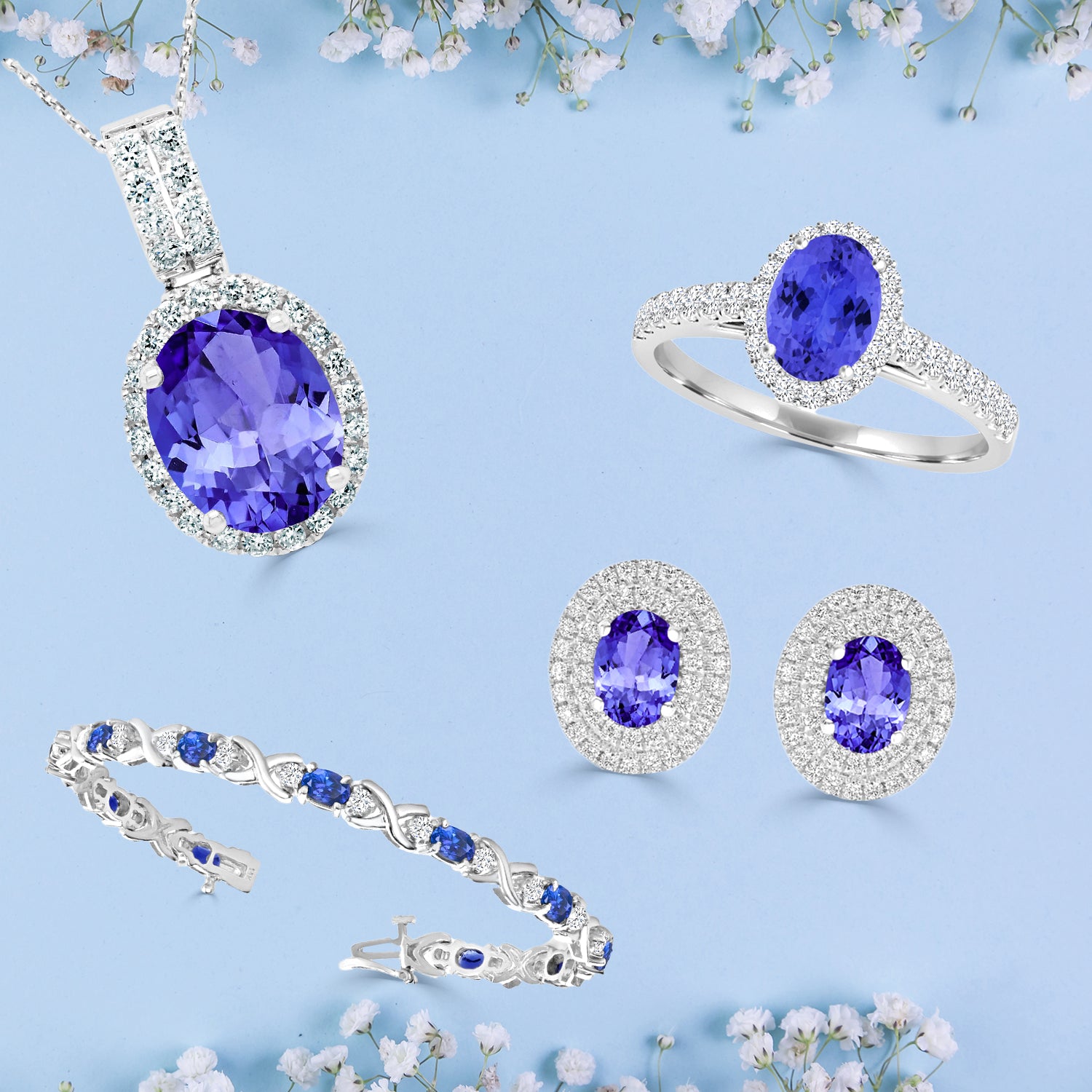 tanzanite and diamond earrings