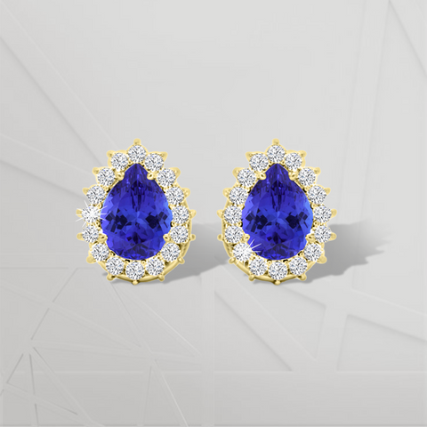 TMR121125 - Cloey - Pear Tanzanite and Diamond Earring Halo