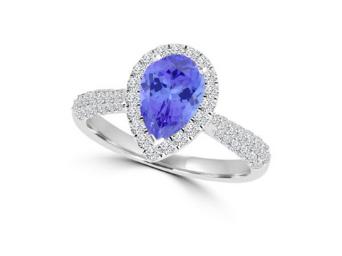 Pear Tanzanite And Diamond Ring 