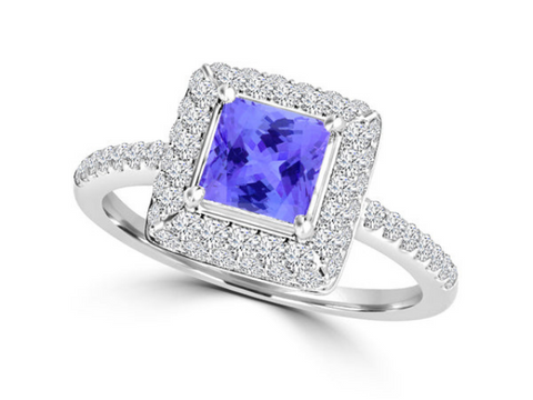 Cushion Tanzanite And Diamond Ring 