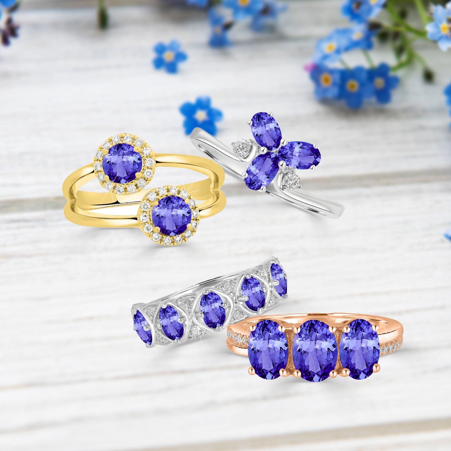 You Can Never Go Wrong With These Multi-Stone Tanzanite Ring Designs