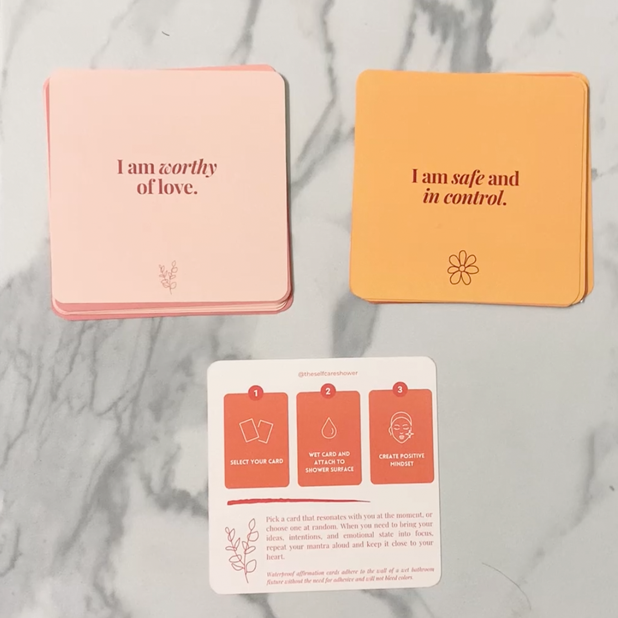 Affirmation Cards for Shower Anxiety Edition Waterproof Meditation